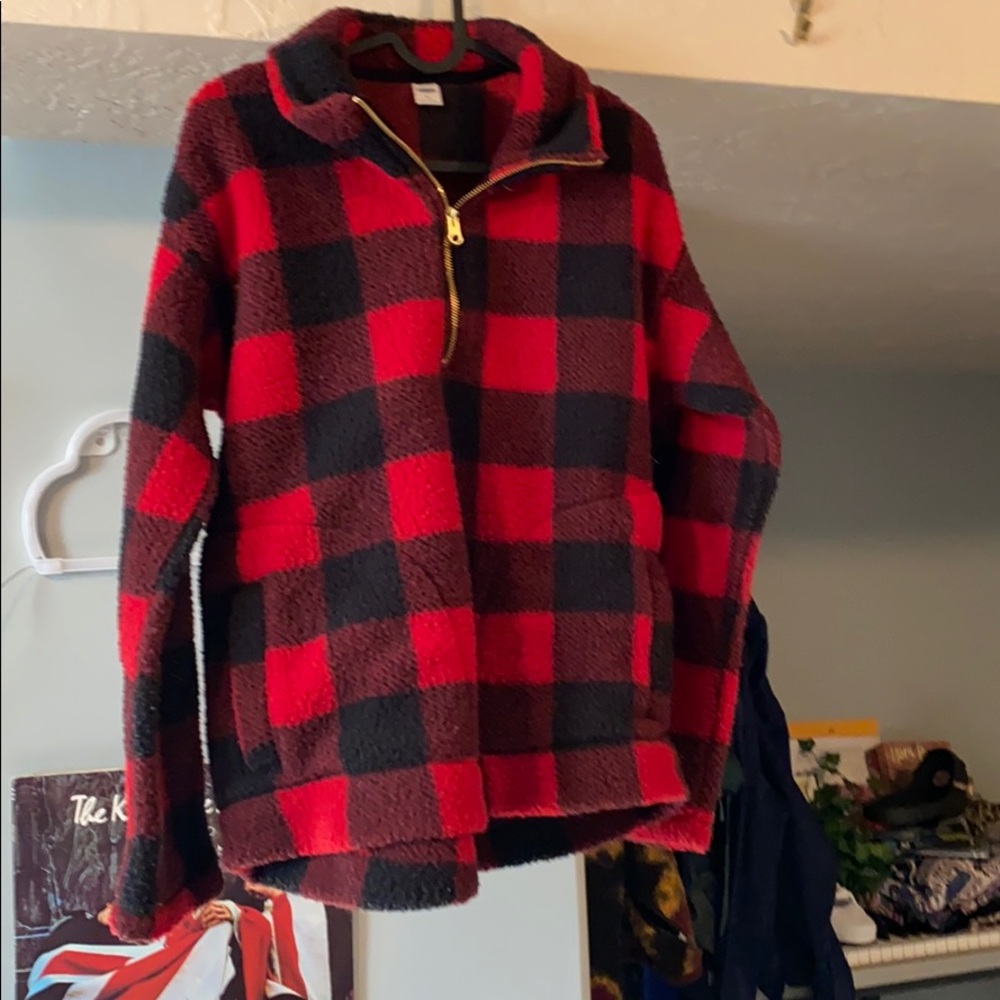 Red and Black plaid sweater